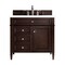 James Martin Vanities Brittany 36in Single Vanity, Burnished Mahogany w/ 3 CM White Zeus Quartz Top 650-V36-BNM-3WZ - alternate 1